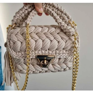 Desu Accessories Kadın Fıstık Model El Örgüsü Penye İp Omuz ve El Çantası