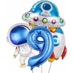 Parti Station Uzay Astronot Uzay Gemisi Roket Balon Set Yıldız Balon Folyo Set Konsept Doğum Günü Set Yaş Balon