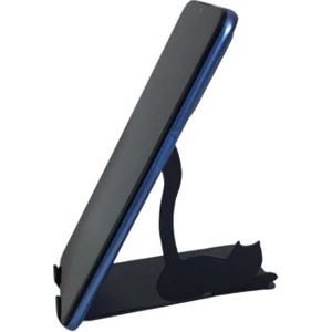 Metal Mat Siyah Dekoratif Oturan Sevimli Kedi Telefon Tutacağı