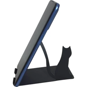 Metal Mat Siyah Dekoratif Ayakta Duran Sevimli Kedi Telefon Tutacağı