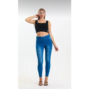 Moda Mark Real Kadın Kot Tayt Pantolon Beli Lastikli / Toparlayıcı /yüksek Bel /büyük-Küçük-Beden Açık Mavi