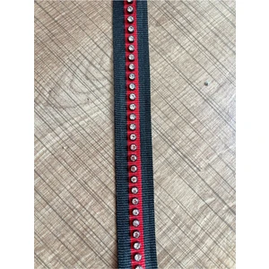 Gönülden Tasarım Zirkon Taşlı Kırmızı Siyah Şerit Aplike 1 Metre En 2cm