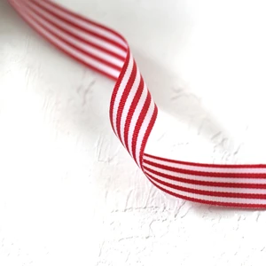 Kırmızı beyaz çizgili tafta kurdele, 2 metre  15 mm