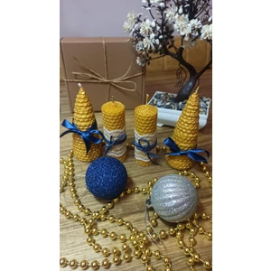 Elay Home Dekorasyon Mum, Doğal Mum, Yılbaşı Mumu, Renkli Mum, Gold Mum