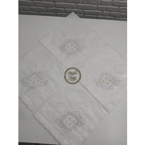 Nurka Çeyiz 4 Adet Çeyizlik Hediyelik Gelin Veya Damat Kurdele Nakışı Söz ve Nişan Bohçası
