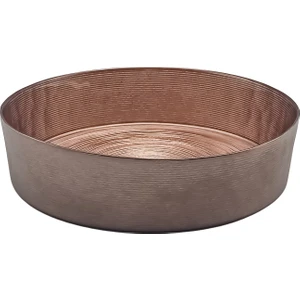 Glaze Mud Dik Yanaklı Bronz Yuvarlak Çizgili Dekoratif Tabak 24 cm