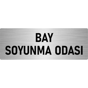Özarslan Dizayn Metal Yönlendirme Levhası, Departman Kapı Isimliği Bay Soyunma Odası 10X20 Cm Gümüş Renk