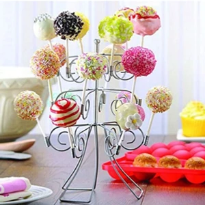 Adin Tasarım Pop Kek Mini Kek Lolipop Şeker Standı Sunum Standı Mini Kek Pasta Sunum Servis Tabağı 3 Katlı Metal