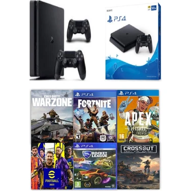 Sony PS4 Slim 500GB Oyun Konsolu 2 Kol ve 14 Dijital Oyun ile USB, Bluetooth, Wi-Fi