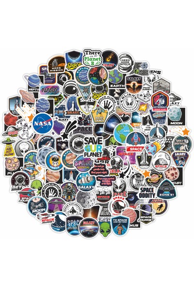 Sticker Design Uzay Astronot Notebook Kask Motosiklet Duvar Sticker Etiket Seti 120 Adet