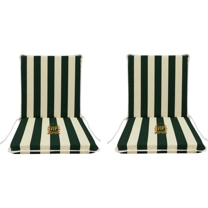 Sandalye Minderi 2 Adet Arkalıklı Büyük Fermuarlı Yıkanabilir Yeşil-Beyaz