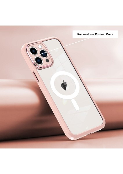 Apple iPhone 13 Pro Max Kılıf Magsafe Guard Silikon Kılıf (Kablosuz Şarj Destekli) Rose Gold