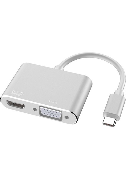 Temiz Pazar USB Type C To HDMI VGA 3.1 4K Çevirici Dönüştürücü Adaptör