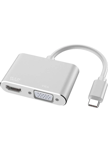 Temiz Pazar USB Type C To HDMI VGA 3.1 4K Çevirici Dönüştürücü Adaptör