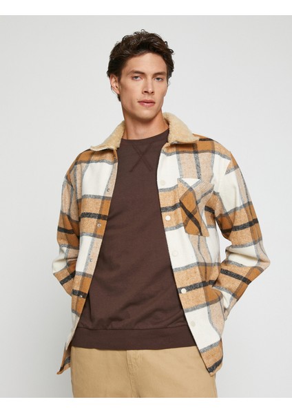 Ekoseli Oduncu Gömleği Yaka Detaylı Çıtçıtlı