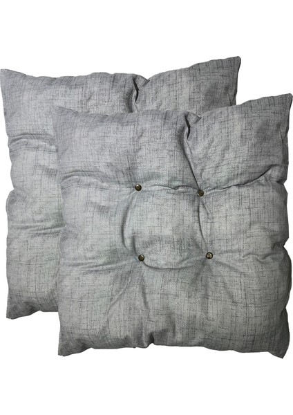 Dekoratif Pofidik Puf Sandalye Minderi Kare 35X35X7 Cm-Gri(2 Adet)