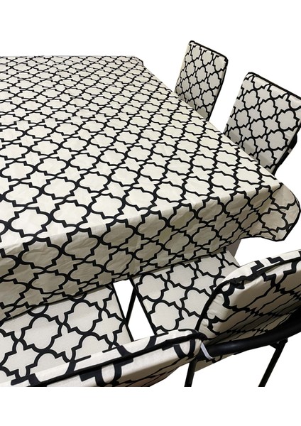Sandalye Minderi Büyük Boy Arkalıklı 6 Adet ve Masa Örtüsü Takımı (Alaçatı)