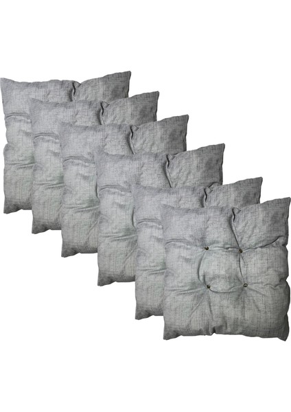 Dekoratif Pofidik Puf Sandalye Minderi Kare 35X35X7 Cm-Gri(6 Adet)