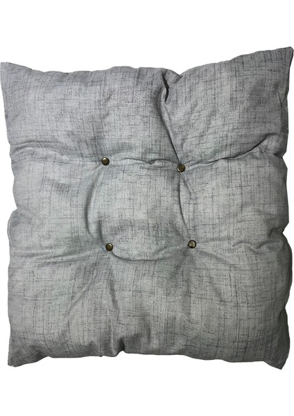 Dekoratif Pofidik Puf Sandalye Minderi Kare 35X35X7 Cm-Gri(6 Adet)