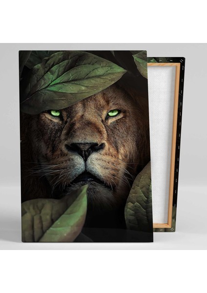 Ormanların Kralı Yeşil Gözlü Vahşi Aslan Kanvas Tablo fiyatları