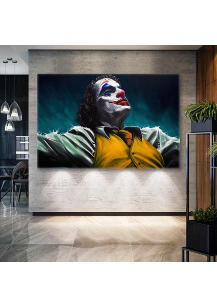 Sarı Yelekli Yeşil Saçlı Oturan Joker Ilüstrasyon Gotham City Kanvas Tablo