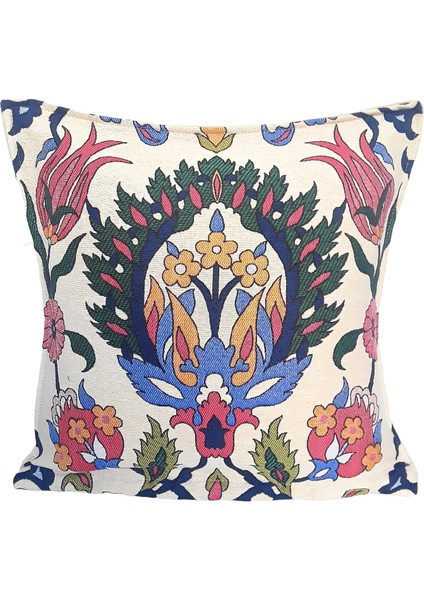 Dokuma Osmanlı Çini Motifli Dekoratif Kırlent Yastık Kılıfı