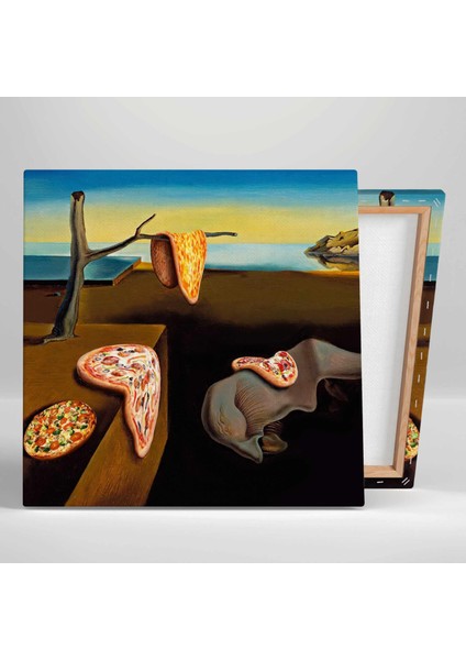 Ünlü Ressam Salvador Dali Belleğin Azmi Tablosu Pizza Versiyonu Kanvas Tablo
