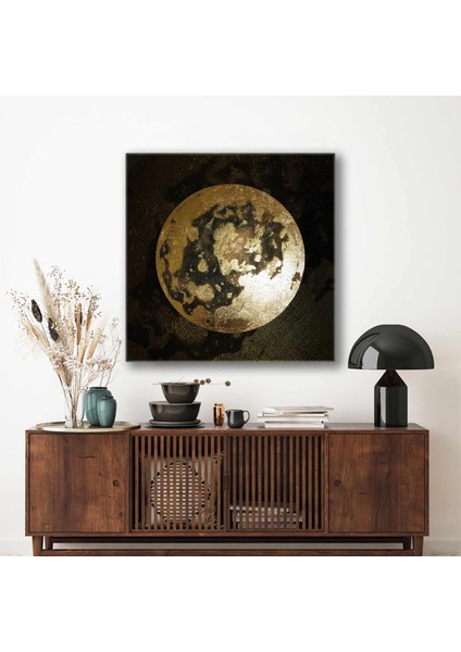 Gold Ayın Dolunay Hali Moon Phase Gökyüzü Kanvas Tablo