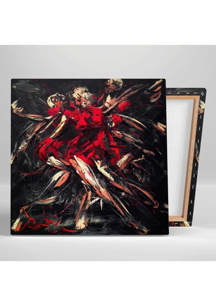 Dans Eden Kırmızı Elbiseli Kadın Sürreal Sanat Fırça Izleri Kanvas Tablo fiyatları