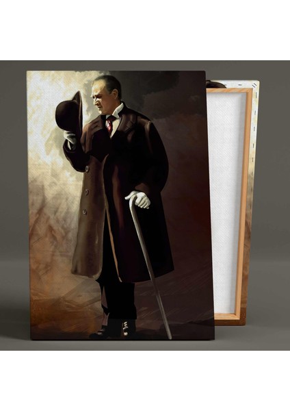 Bastonlu Elinde Şapkası Mustafa Kemal Atatürk Kanvas Tablo fiyatları