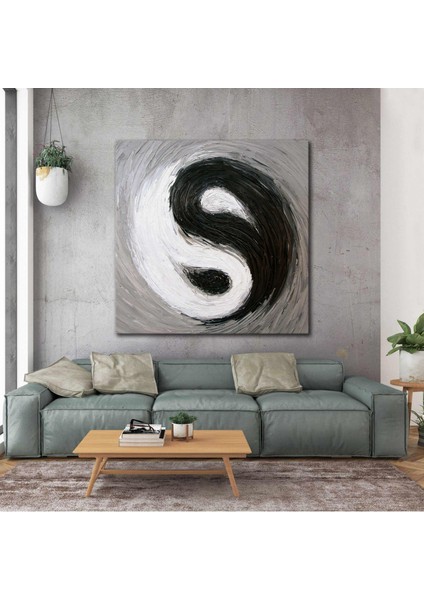 Siyah Beyaz Ying Yang Sembolü Art Kanvas Tablo