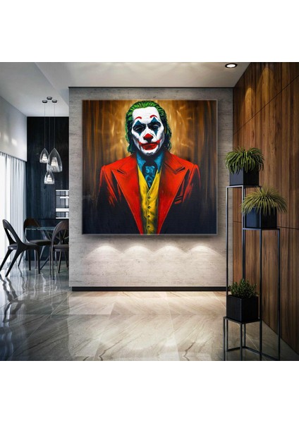Kırmızı Ceketli Yeşil Saçlı Joker Ilüstrasyonu Gotham City Kanvas Tablo