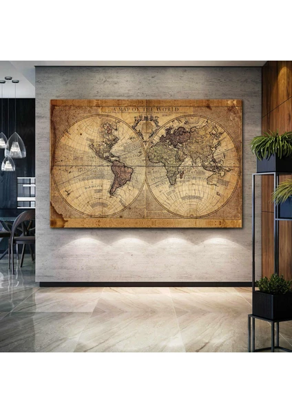 SML Tablo Eski Dünya Haritası World Map Kanvas Tablo