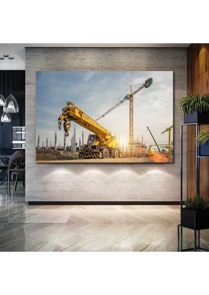 Iş Makinaları Vinç Inşaat Yapı Denetim Mühendislik Building Kanvas Tablo