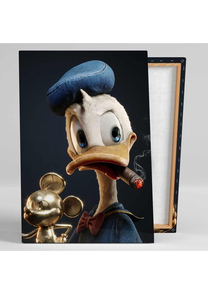 Puro Içen Ördek Donald Duck Varyemez Amca Mafya Kanvas Tablo