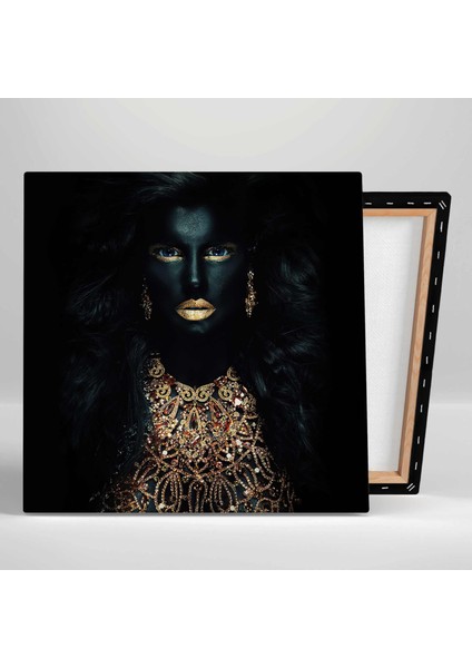 Altın Vücut Takıları Olan Gold Makyajlı Kadın Make Up Kanvas Tablo fiyatları