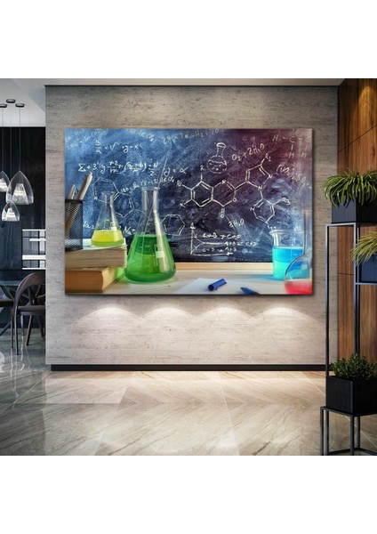 Kimyasallar Laboratuvar Molekül Kara Tahta Bileşenler Kanvas Tablo