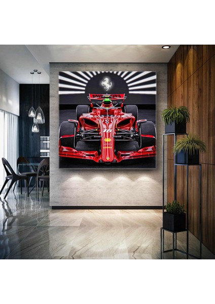 Ferrari Kırmızı Yarış Arabası Formula 1 Hız Tutkusu Yarış Pisti Kanvas Tablo