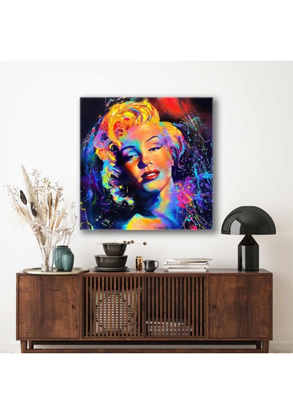 Grafiti Sanatı Marliyn Monroe Fırça Izleri Neon Renkli Portre Kanvas Tablo