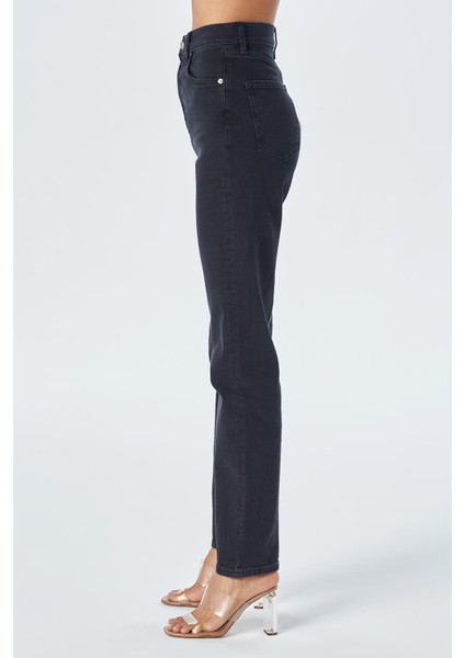 Antrasit Yüksek Bel Slim Straight Fit Fermuarlı Jean Pantolon C 4694-007 modelleri
