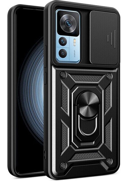 Xiaomi Mi 12T Pro Kılıf Ultra Korumalı Yüzüklü Manyetik Sürgülü Vega Kapak