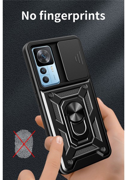 Xiaomi Mi 12T Pro Kılıf Ultra Korumalı Yüzüklü Manyetik Sürgülü Vega Kapak