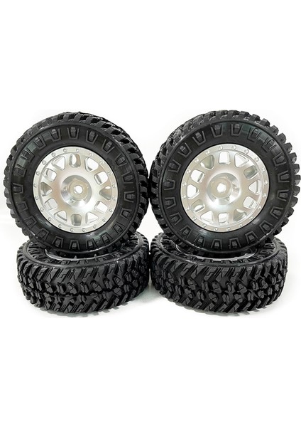 Adet 1.0 Lastikler ve Metal Beadlock Jant Seti 1/24 Rc Paletli Araba Eksenel SCX24 Fms FCX24 ENDURO24 Parçaları, Gümüş (Yurt Dışından)