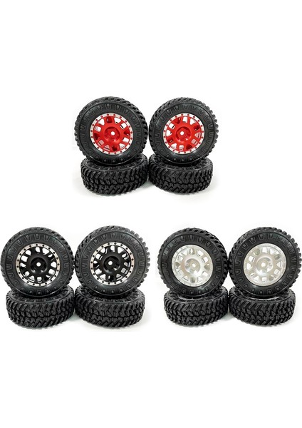 Adet 1.0 Lastikler ve Metal Beadlock Jant Seti 1/24 Rc Paletli Araba Eksenel SCX24 Fms FCX24 ENDURO24 Parçaları, Gümüş (Yurt Dışından)