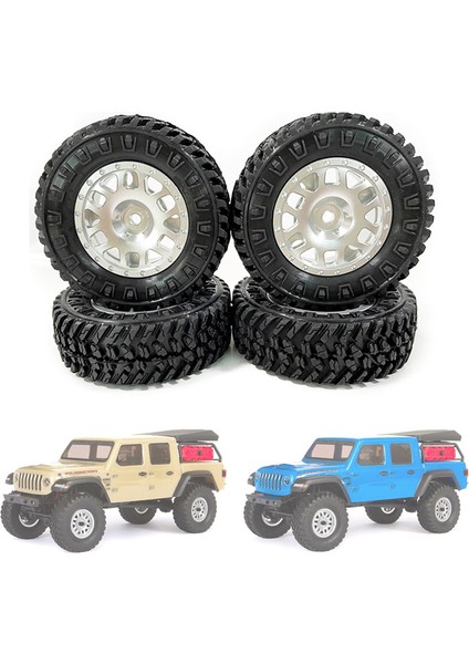 Adet 1.0 Lastikler ve Metal Beadlock Jant Seti 1/24 Rc Paletli Araba Eksenel SCX24 Fms FCX24 ENDURO24 Parçaları, Gümüş (Yurt Dışından)