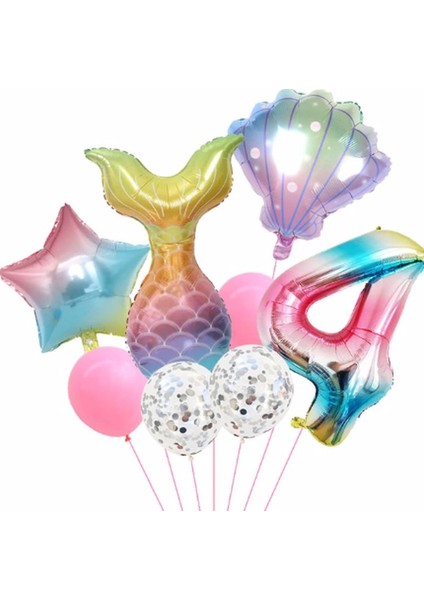 Deniz Kızı Rakam Konsept Yaş Balon Doğum Günü Set Yaş Balon Set