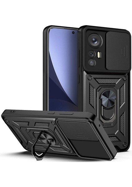 Xiaomi Mi 12 Lite Kılıf Ultra Korumalı Yüzüklü Manyetik Sürgülü Vega Kapak