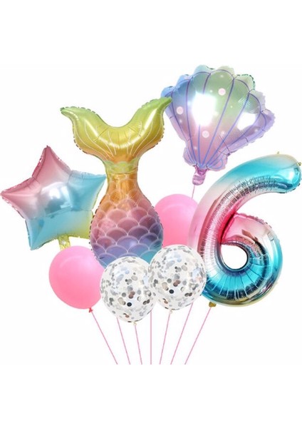 Deniz Kızı Rakam Konsept Yaş Balon Doğum Günü Set Yaş Balon Set