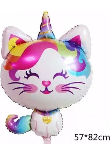 Unicorn Kedi Kitty Rakam Konsept Yaş Balon Doğum Günü Set Yaş Balon Set