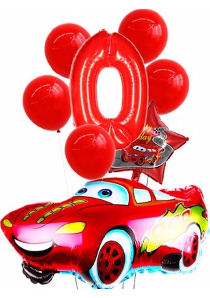 Cars Arabalar Şimşek Mcqueen Yarış Arabası Rakam Konsept Yaş Balon Doğum Günü Set Yaş Balon Set